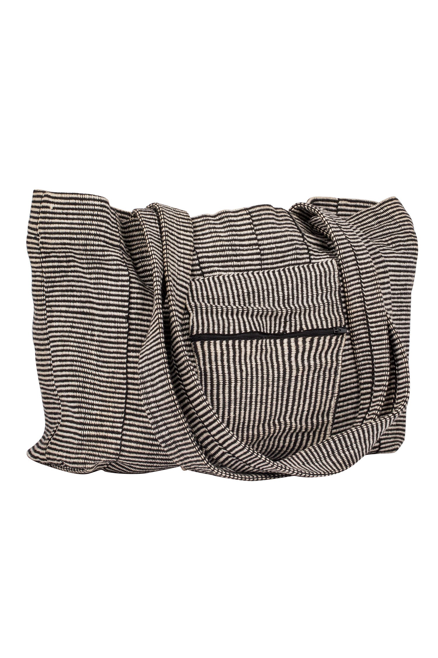 Bag tote w/pocket 14x11 blk/wht