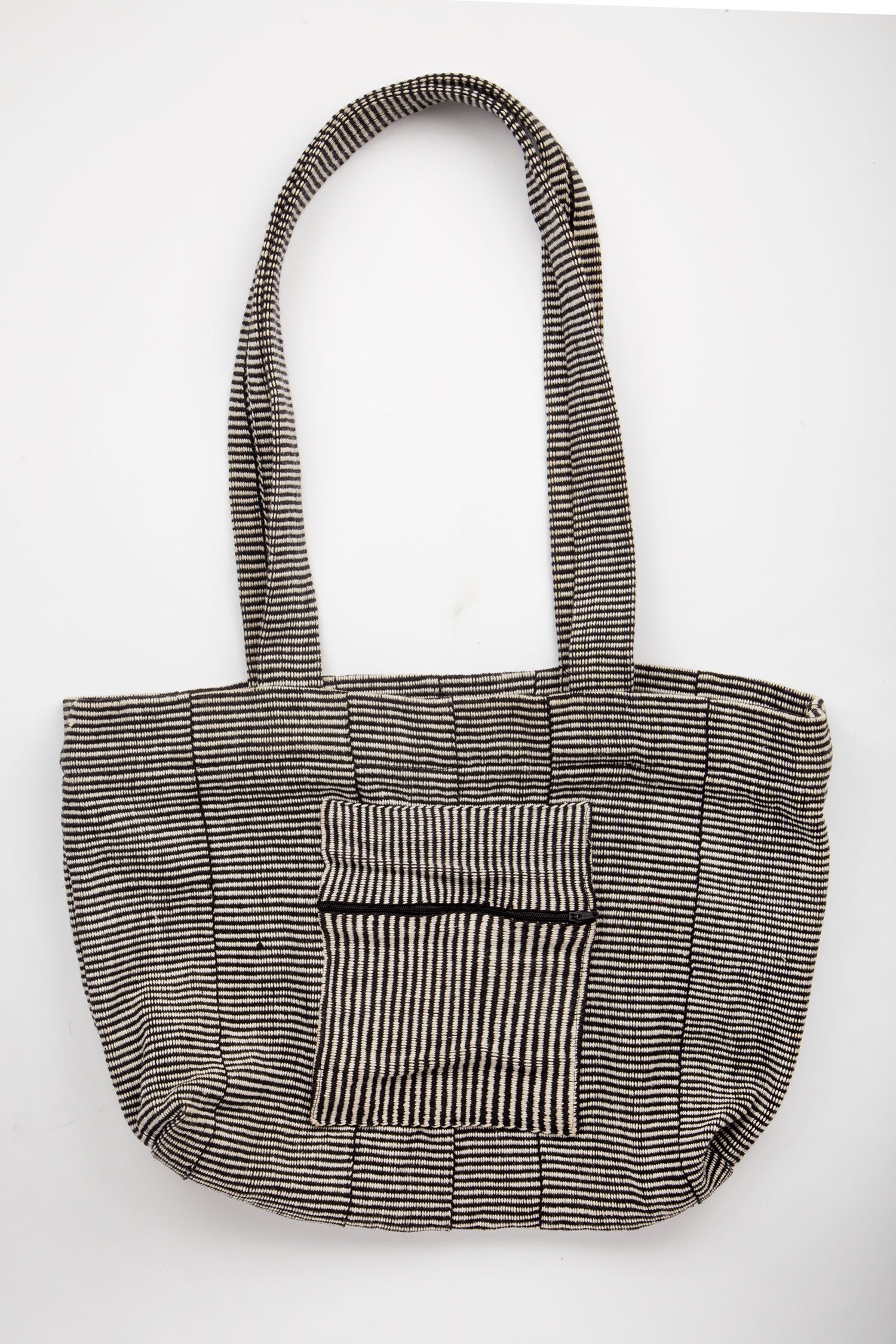 Bag tote w/pocket 14x11 blk/wht