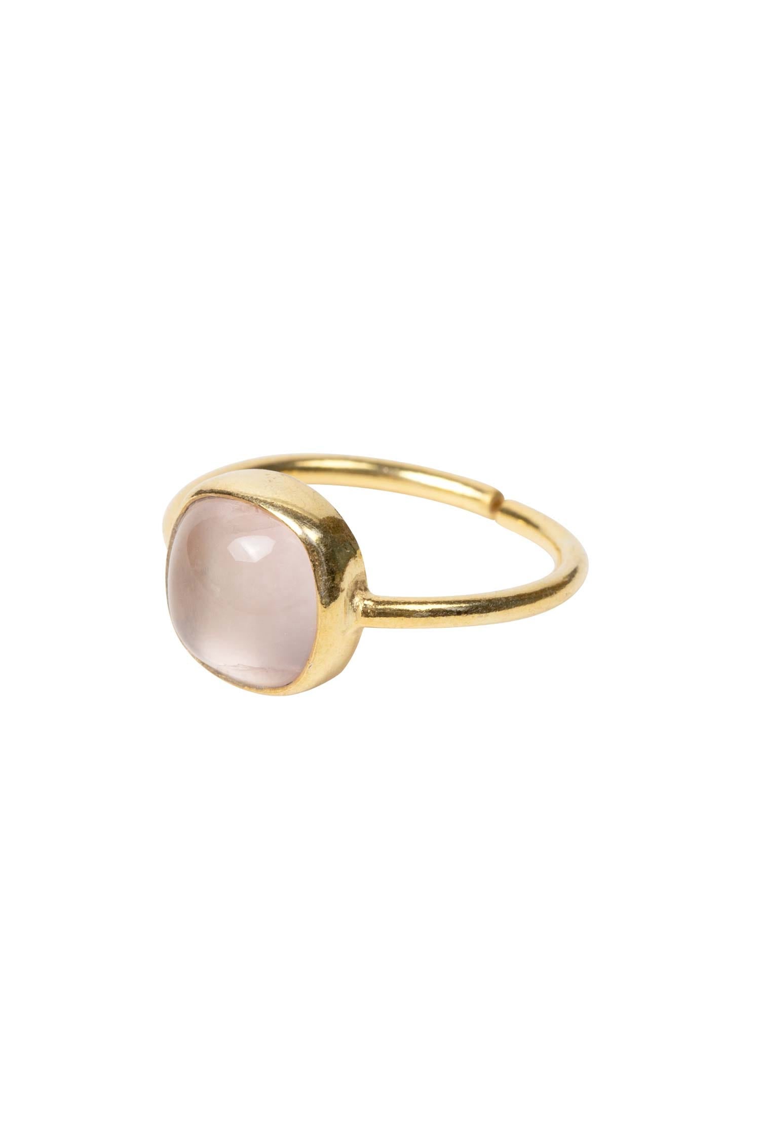 Ring rose quartz/brass adj pink/gold