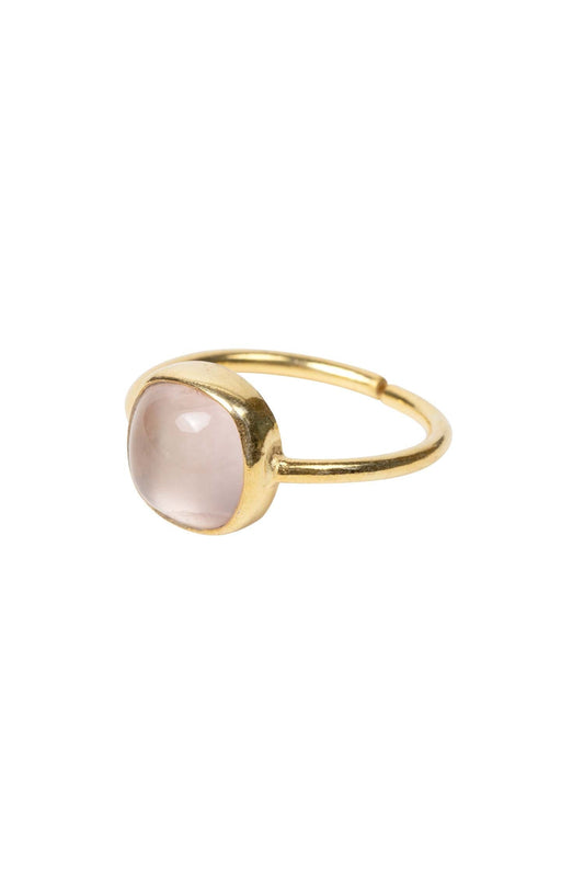 Ring rose quartz/brass adj pink/gold