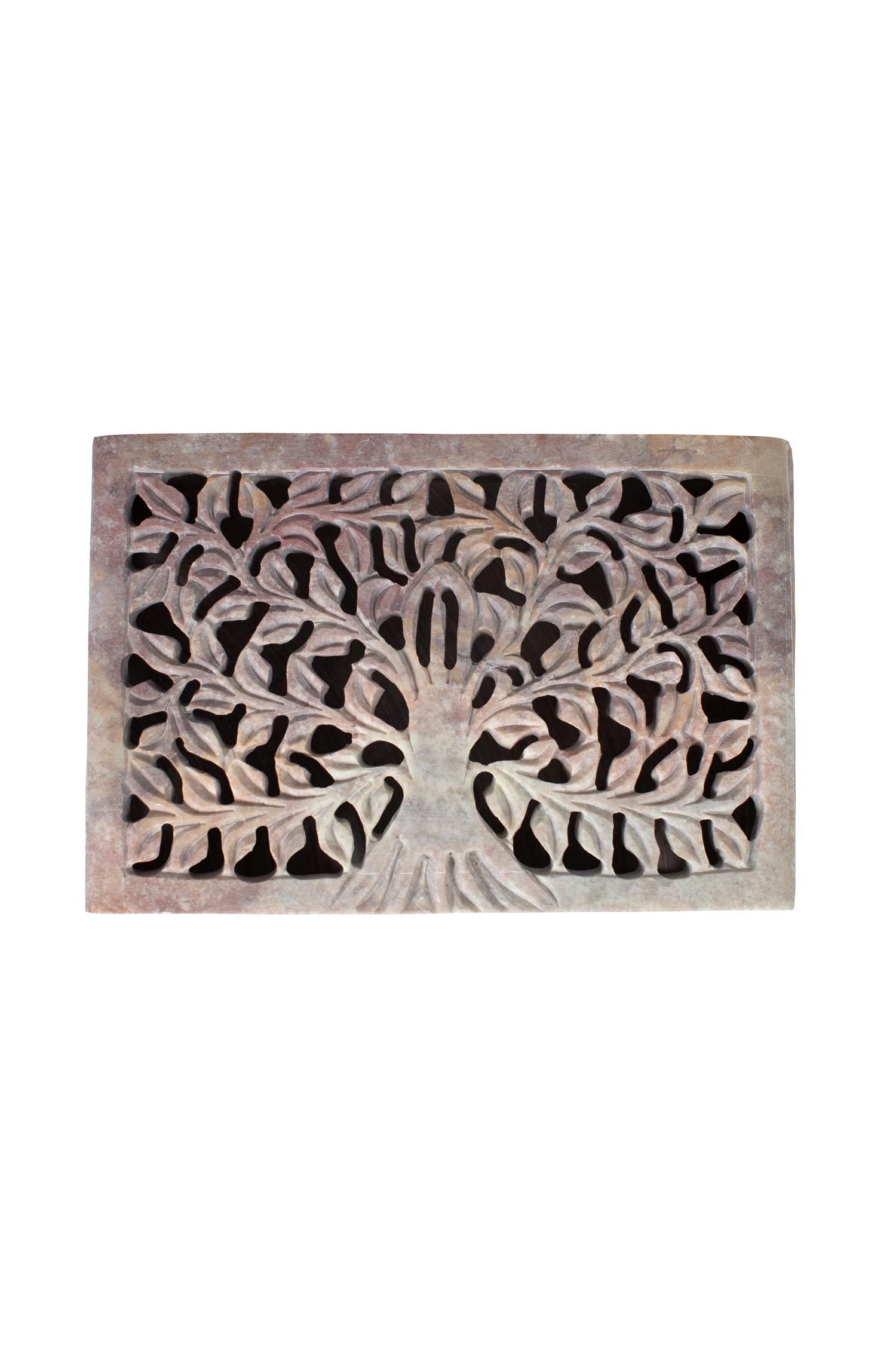 Box tree hinged lid carved gorara stone 6x4 asst