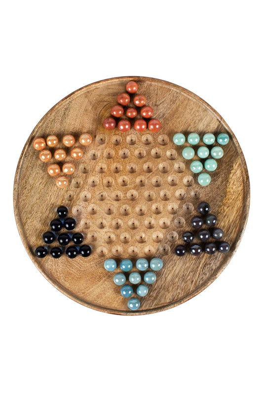 Star checkers game wood/glass 12D brn/multi