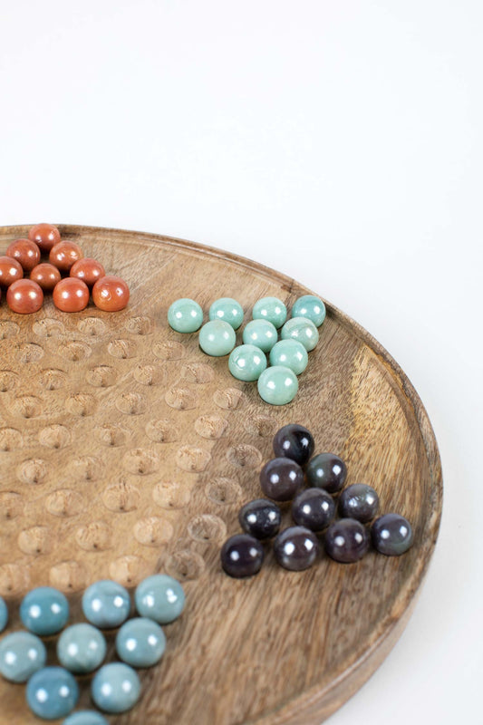 Star checkers game wood/glass 12D brn/multi