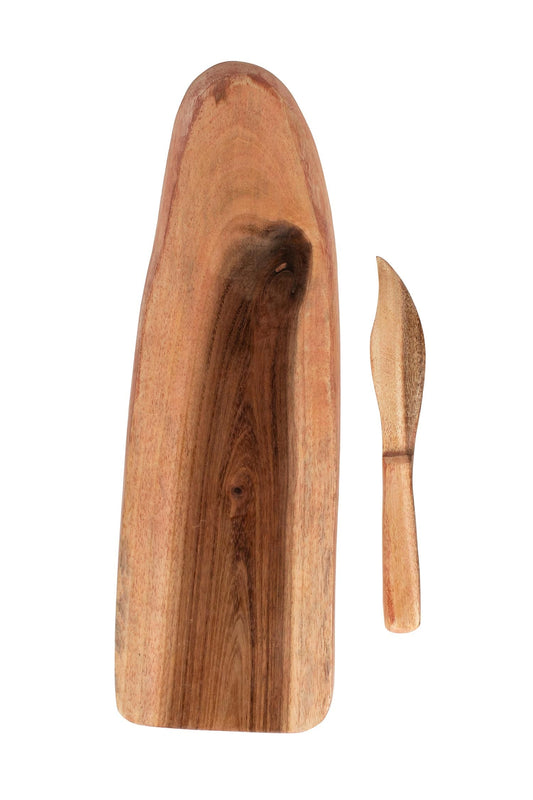 Serving board w/knife acacia wood approx 12L nat