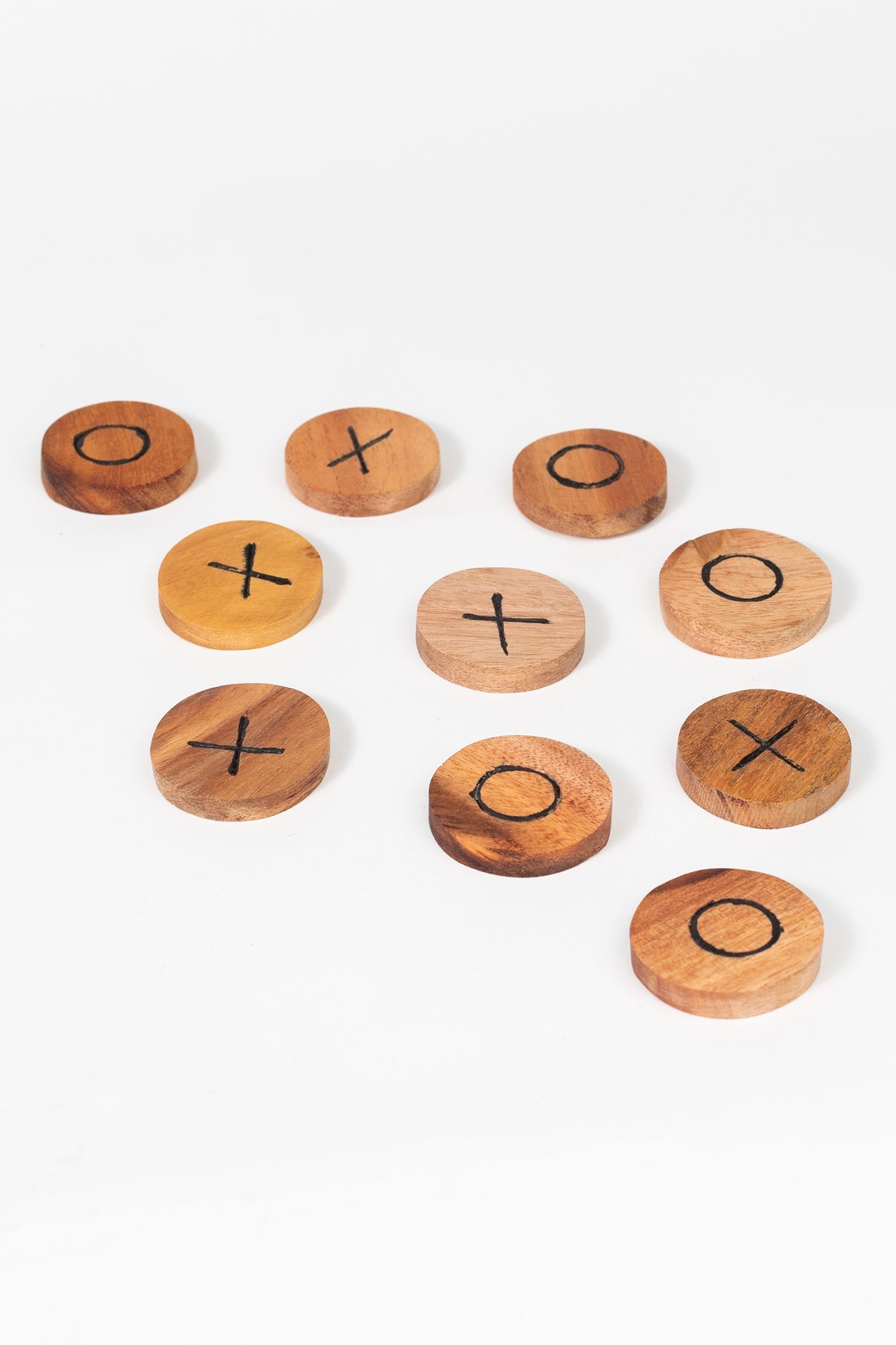 Tic Tac Toe game w/bag wood/cotton 1.5D/6x6 nat
