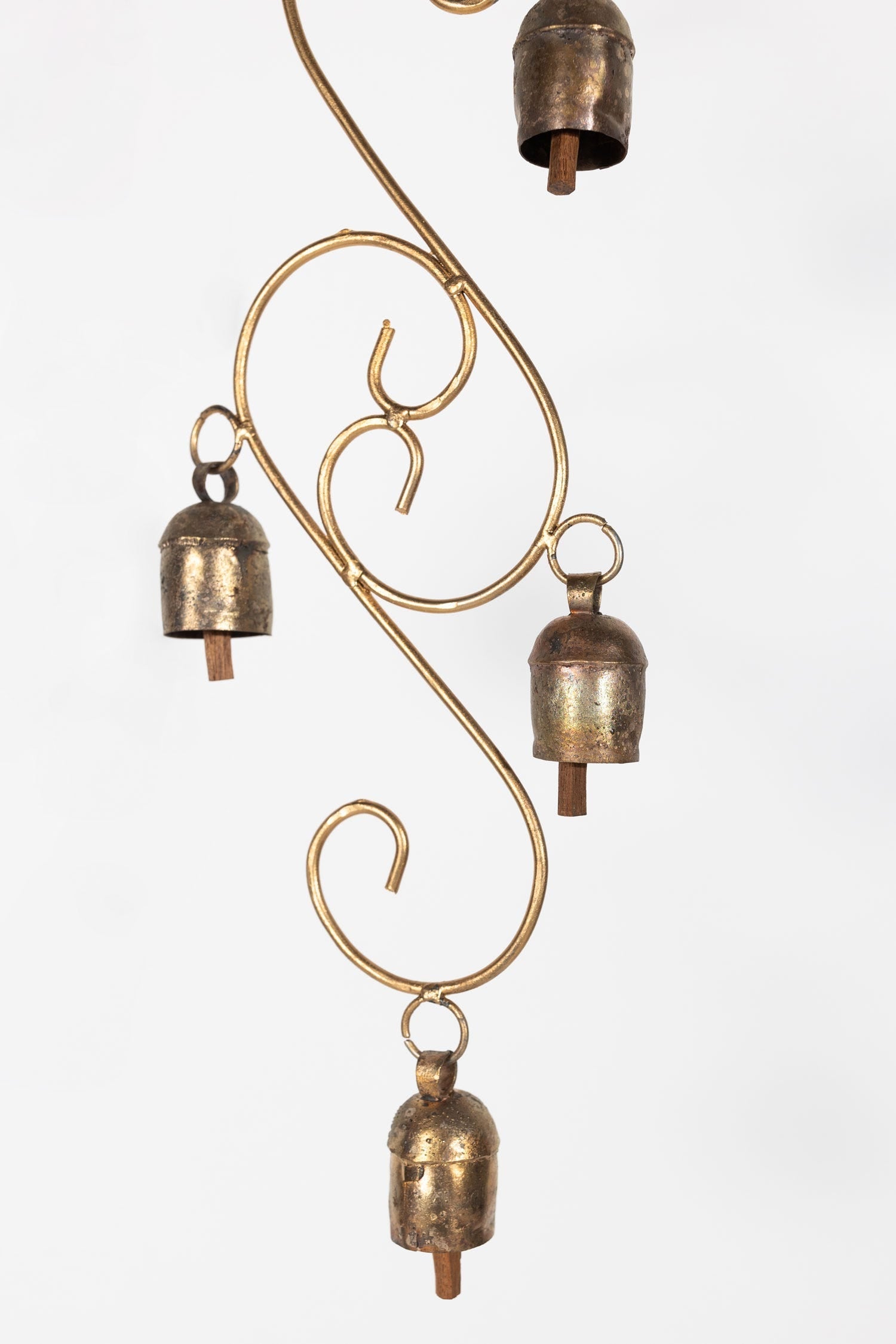 Chime double S 4 nana bells iron 14Lx4W gold color
