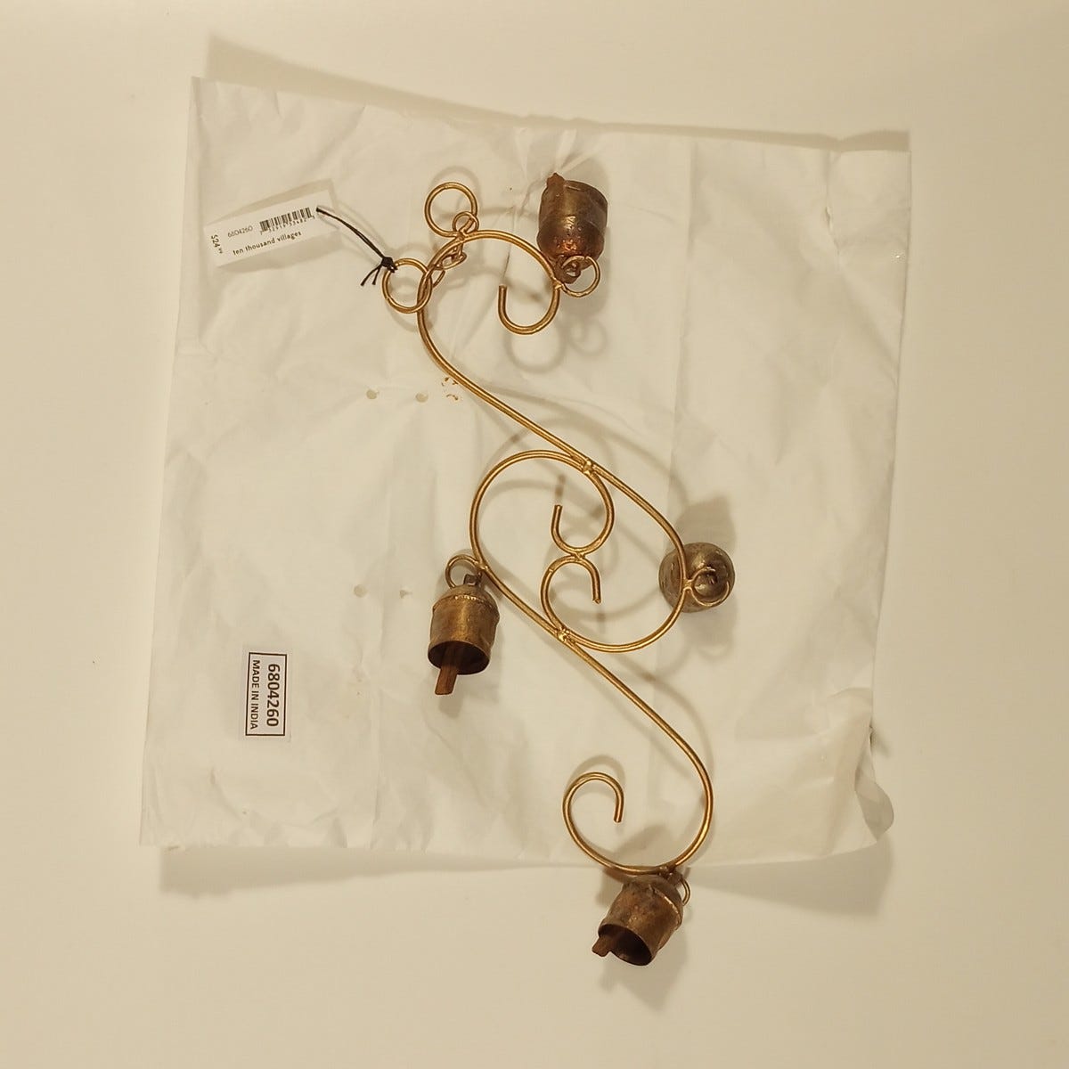 Chime double S 4 nana bells iron 14Lx4W gold color