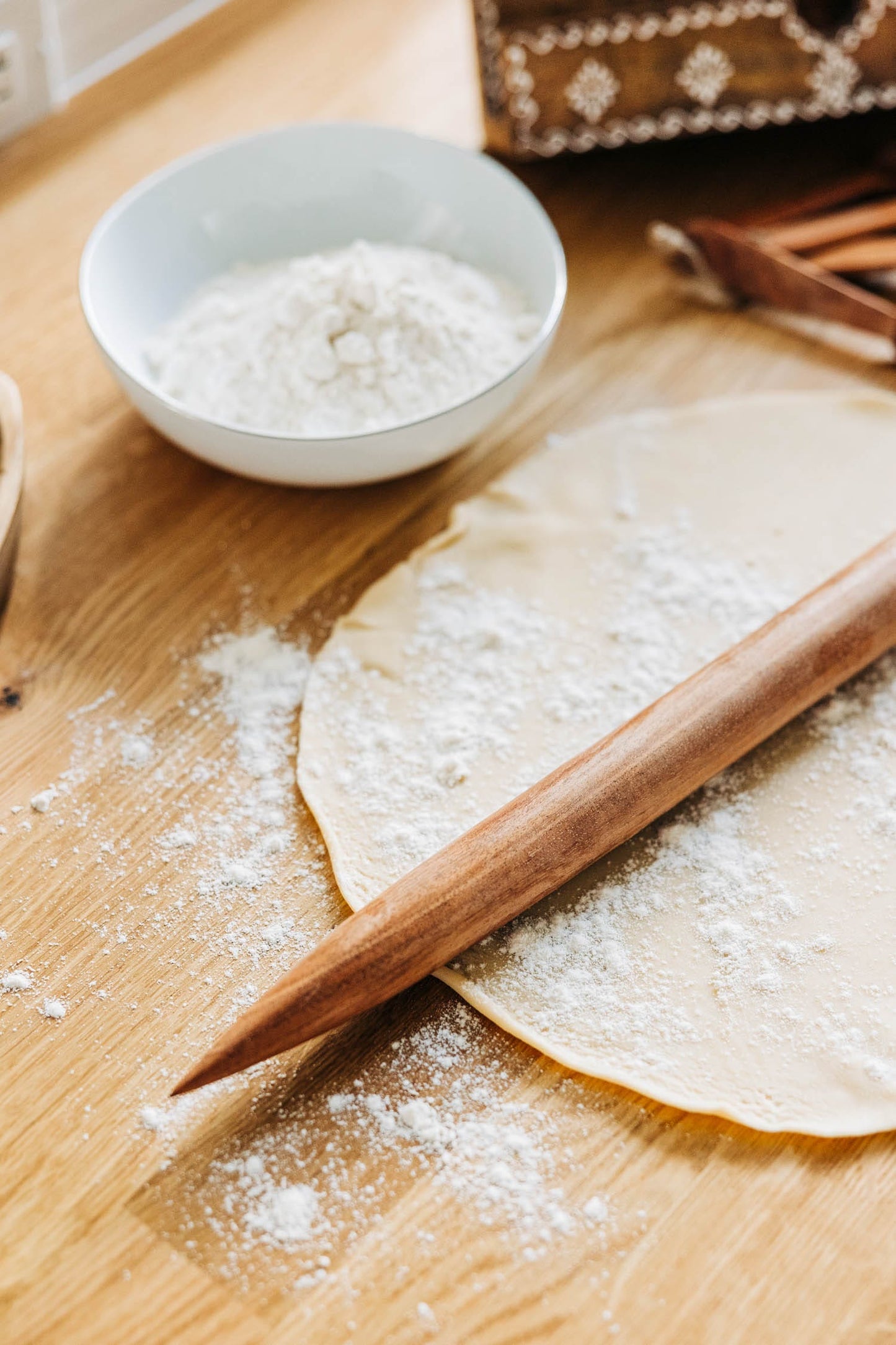 Rolling pin French tapered wood 18L natural