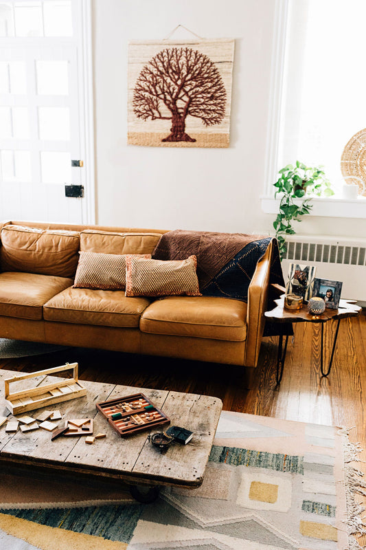 Wall hanging tree jute 36x33 nat/brn