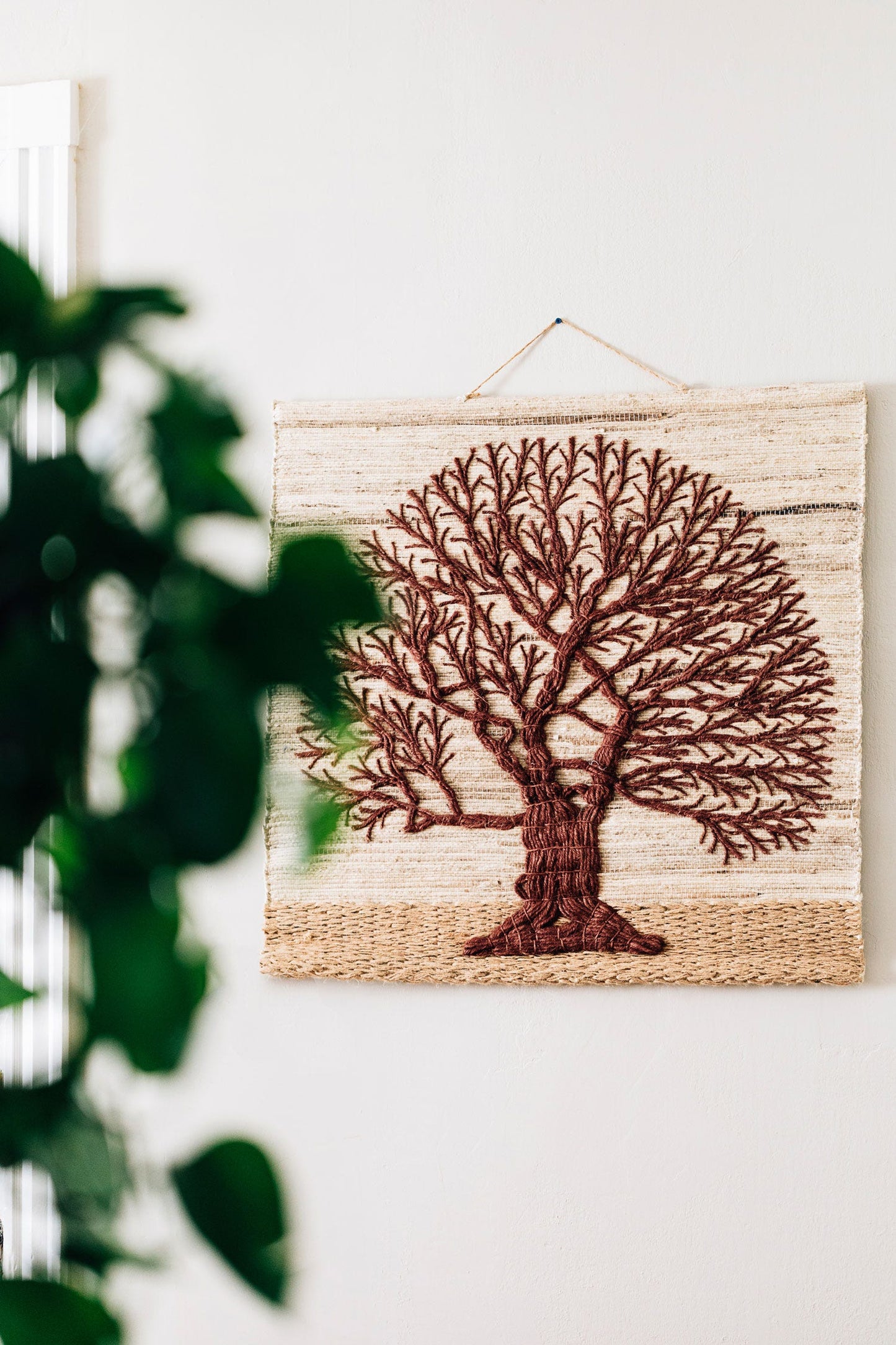Wall hanging tree jute 36x33 nat/brn