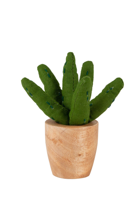 Statue cactus aloe vera M/3 cotton/wd 3H grn/nat