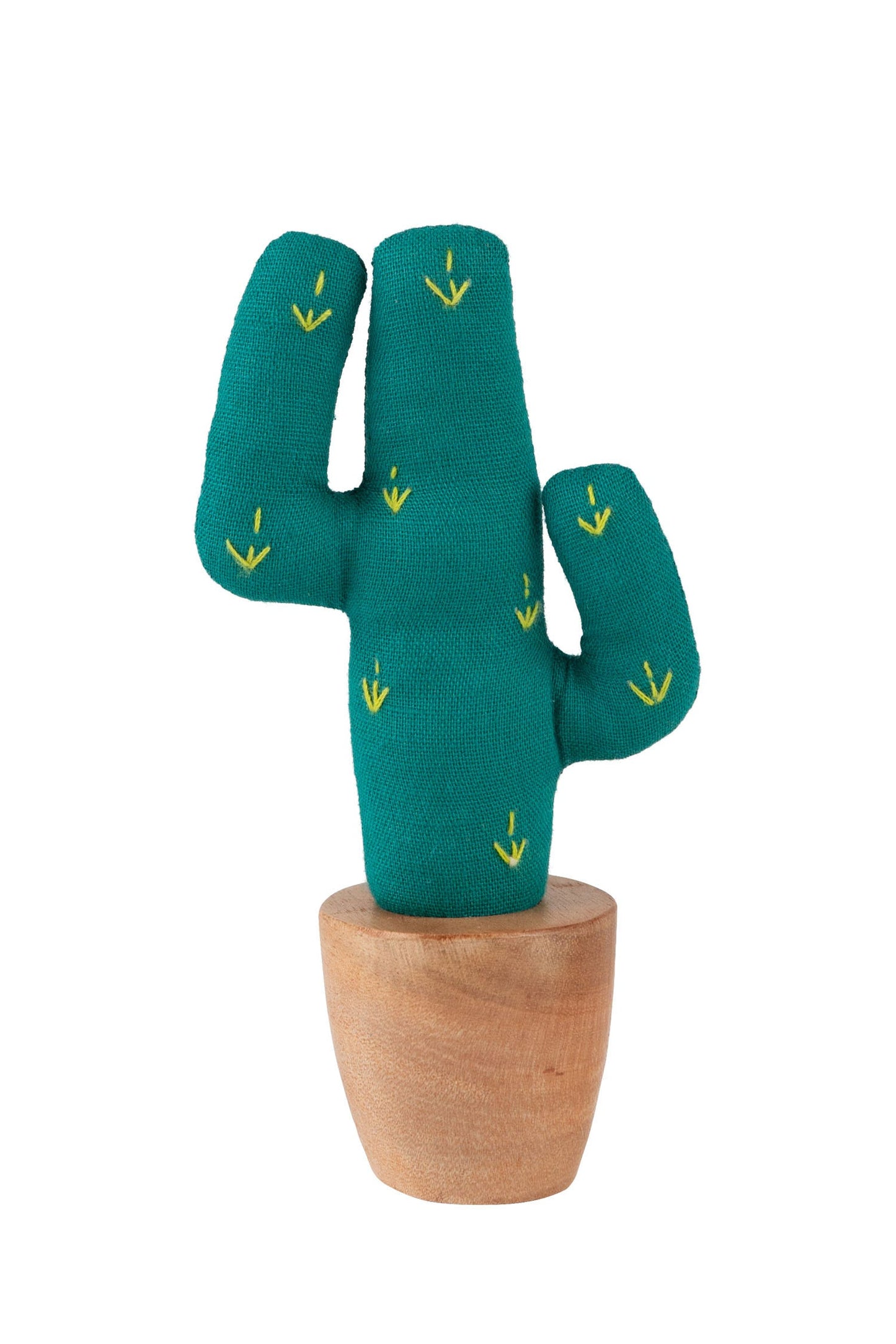 Statue cactus saguaro M/3 cotton/wd 4.5H grn/nat