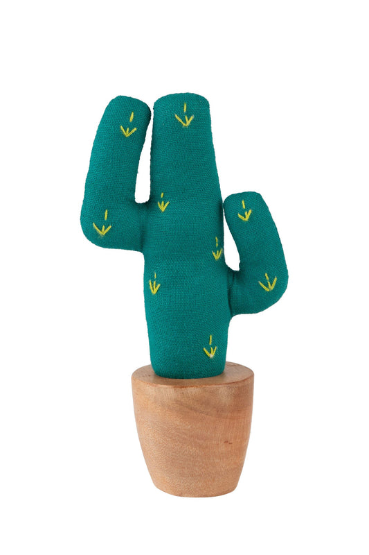 Statue cactus saguaro M/3 cotton/wd 4.5H grn/nat