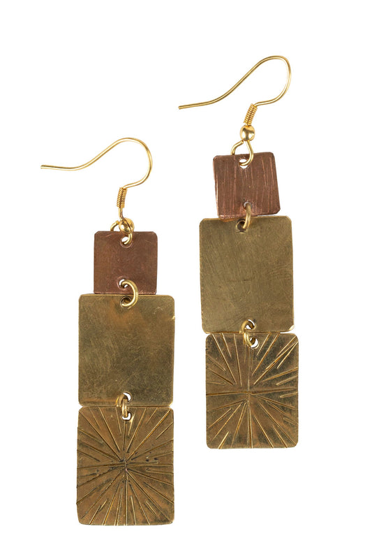 Earrings dangling trio square br/cppr 2.5L br/cppr