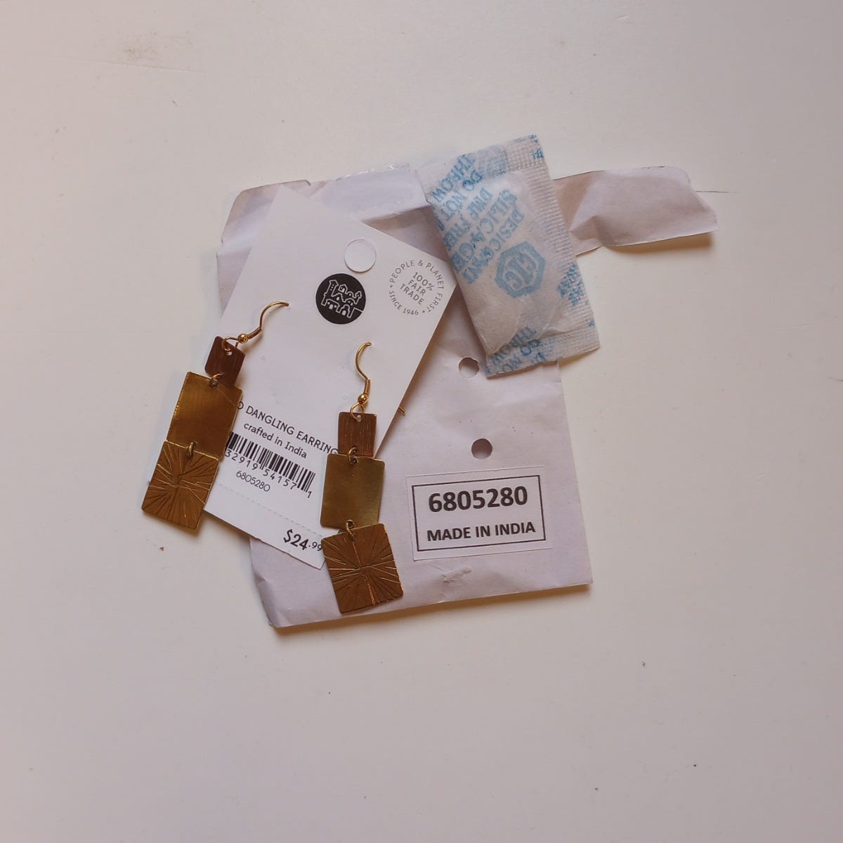 Earrings dangling trio square br/cppr 2.5L br/cppr