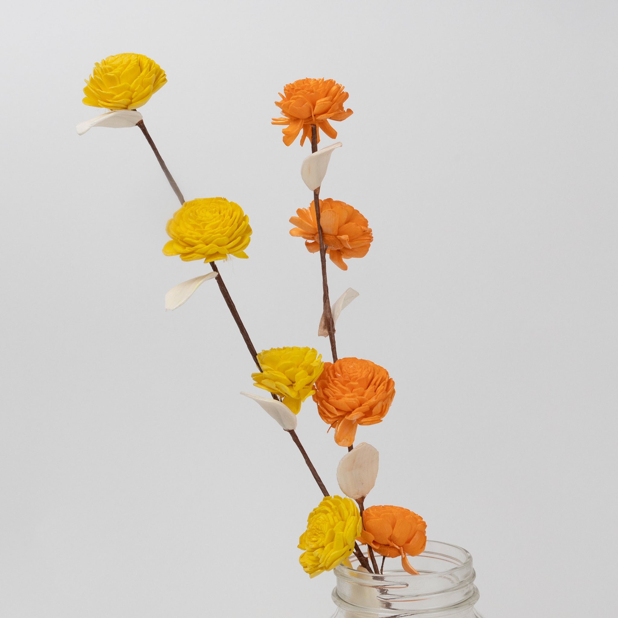 Flowers on stems M/2 shola flower 17L yel/orng