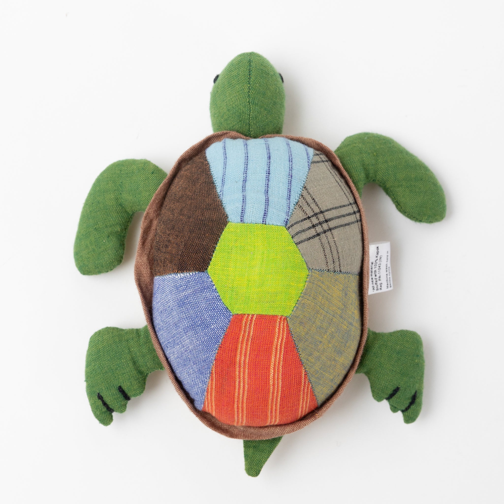 Turtle stuffed cotton/kapok 7Lx4W grn/asst