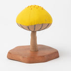 Mushroom on stand M/2 cttn/wood 3.5Dx4.5H ryel/brn