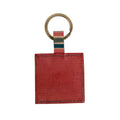 Key fob stripes M/3 lthr 2sq teal/olive/coral