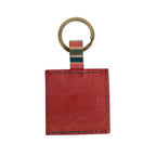 Key fob stripes M/3 lthr 2sq teal/olive/coral