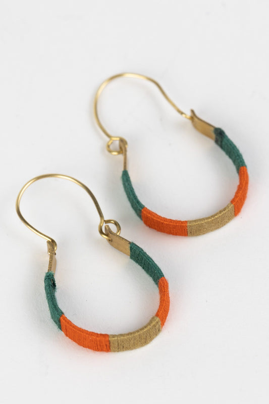 Earrings hoop wrapped threads/brass 1.75L multi