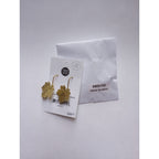 Earrings maple leaf hammered brass/copper 1.5L br