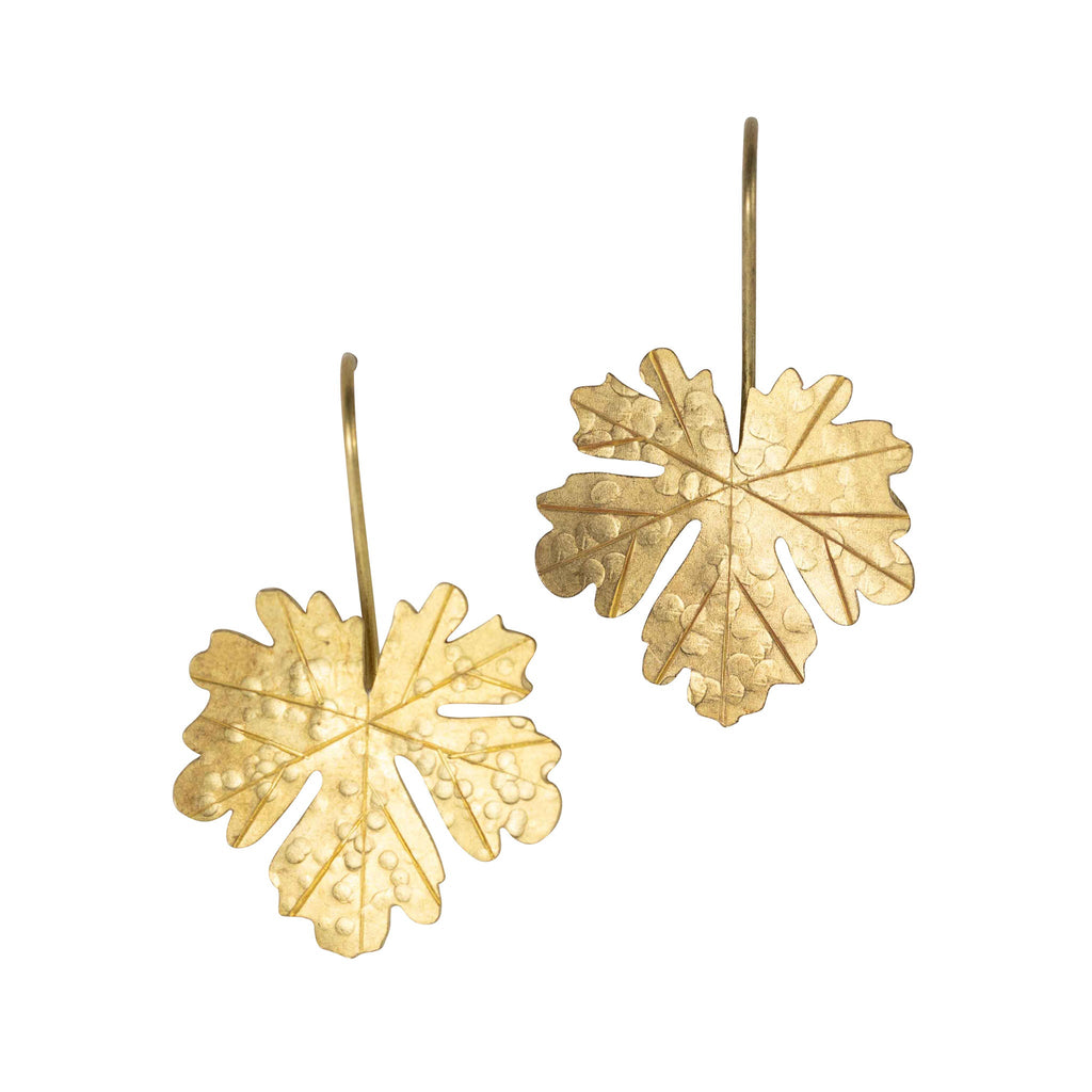 Earrings maple leaf hammered brass/copper 1.5L br
