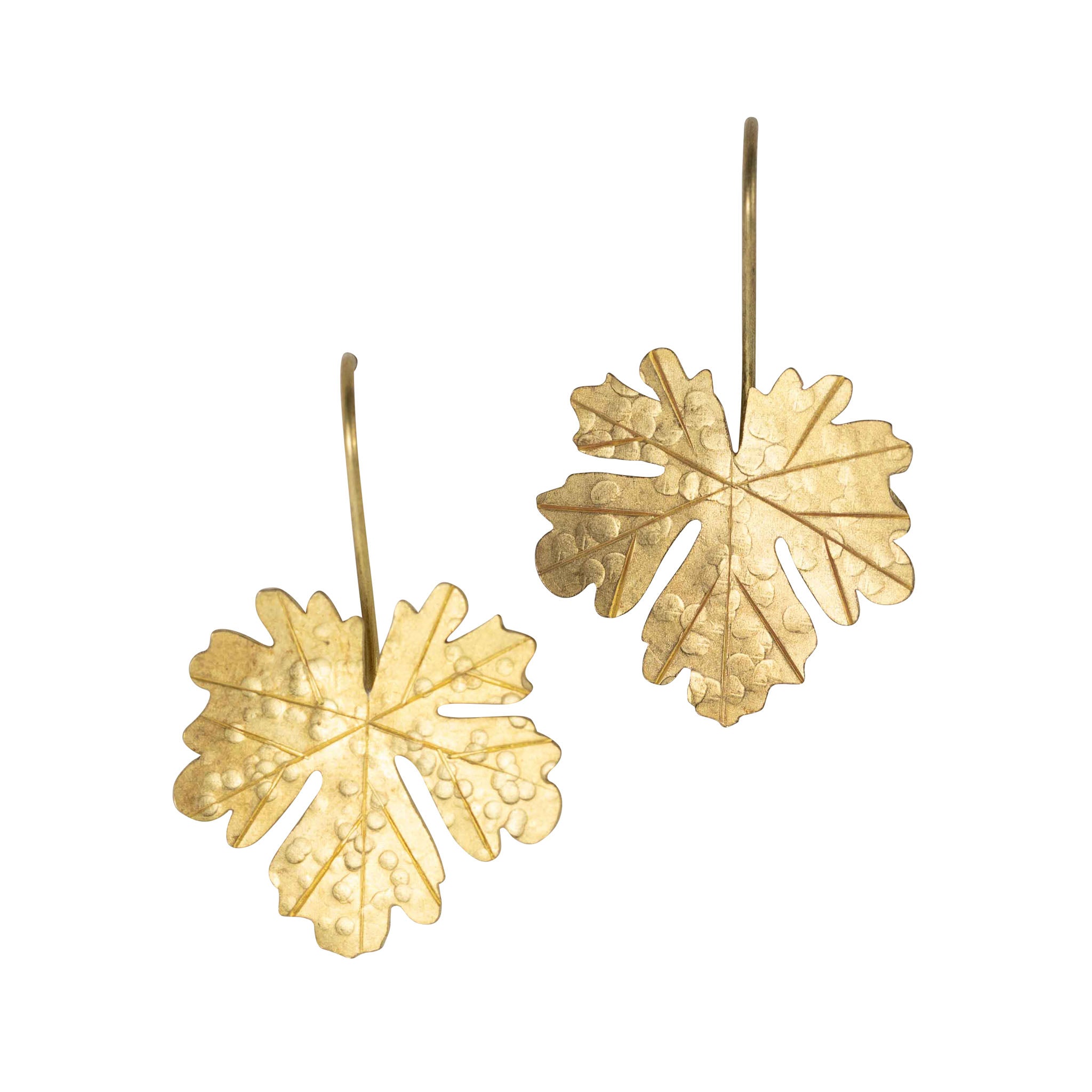 Earrings maple leaf hammered brass/copper 1.5L br