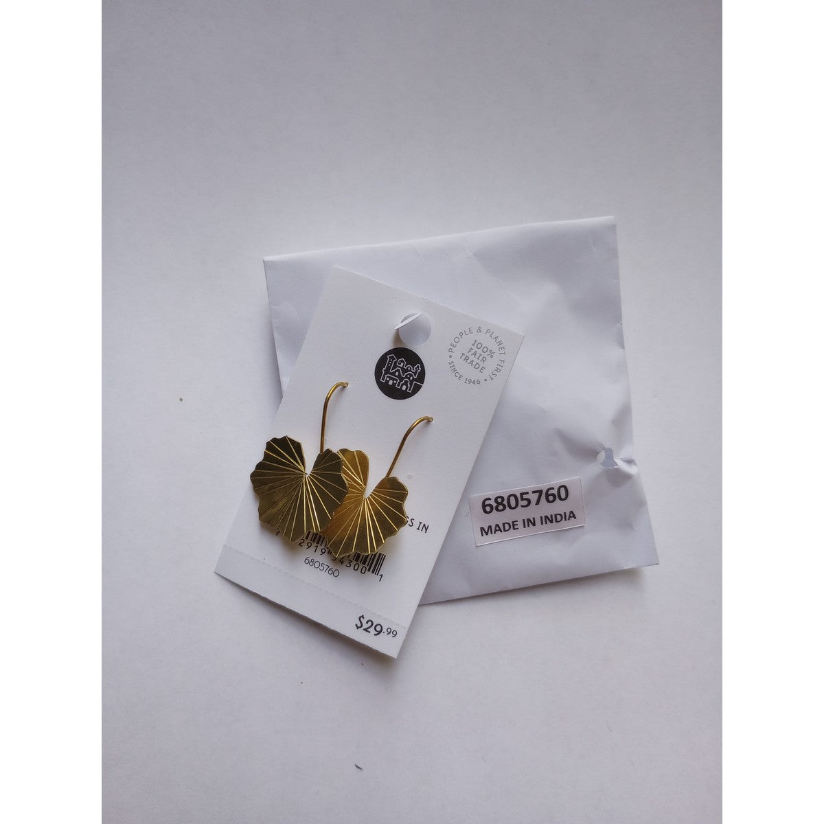 Earrings lotus leaf hammered brass/copper 1.5L br