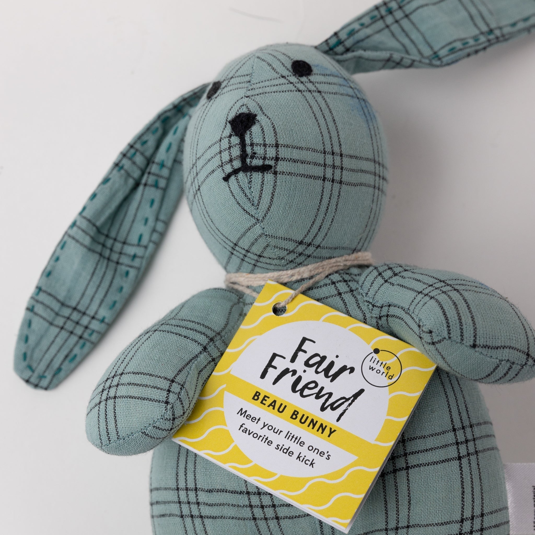 Bunny stuffed cotton/kapok 4.5Wx7H blue/black
