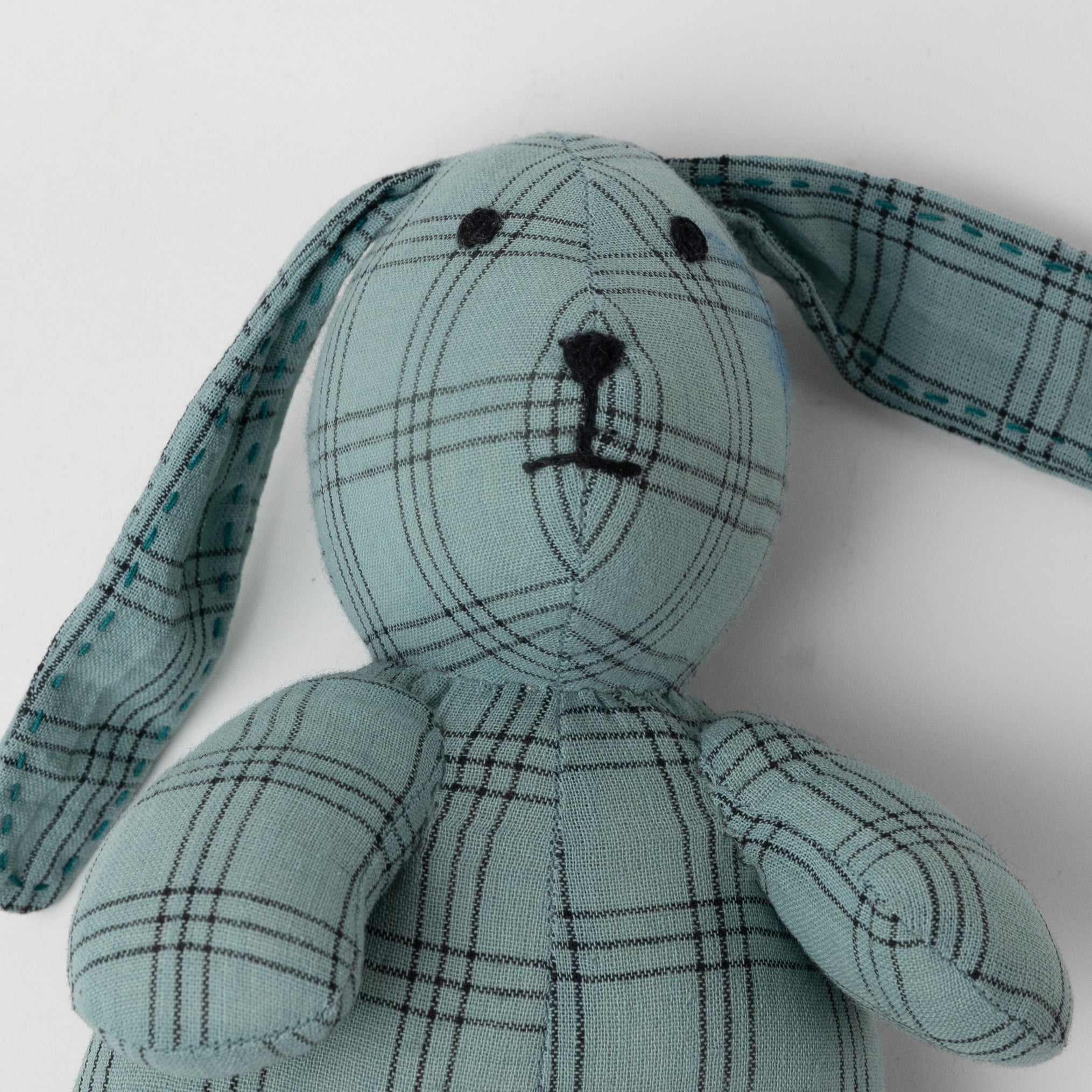 Bunny stuffed cotton/kapok 4.5Wx7H blue/black
