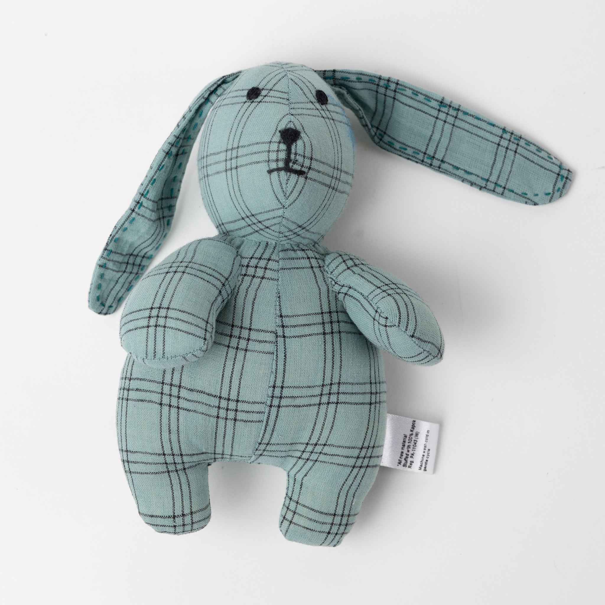 Bunny stuffed cotton/kapok 4.5Wx7H blue/black