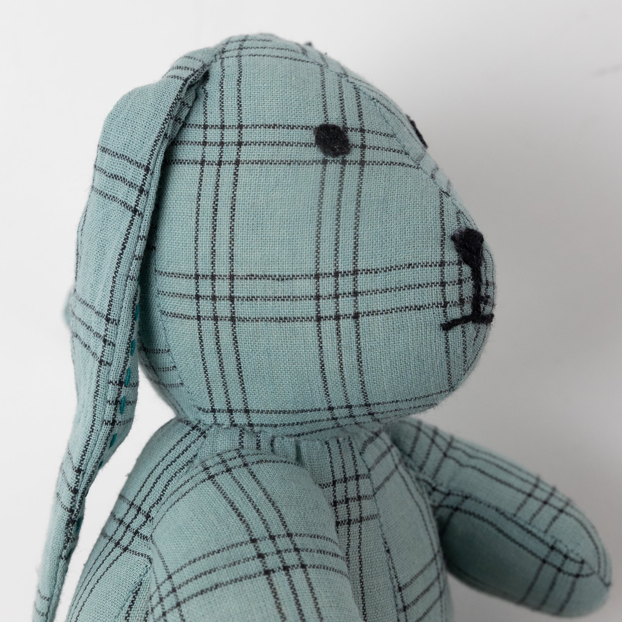 Bunny stuffed cotton/kapok 4.5Wx7H blue/black