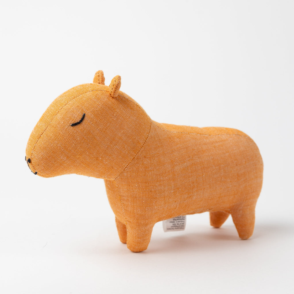 Capybara stuffed cotton/kapok 8Lx5H orange/black