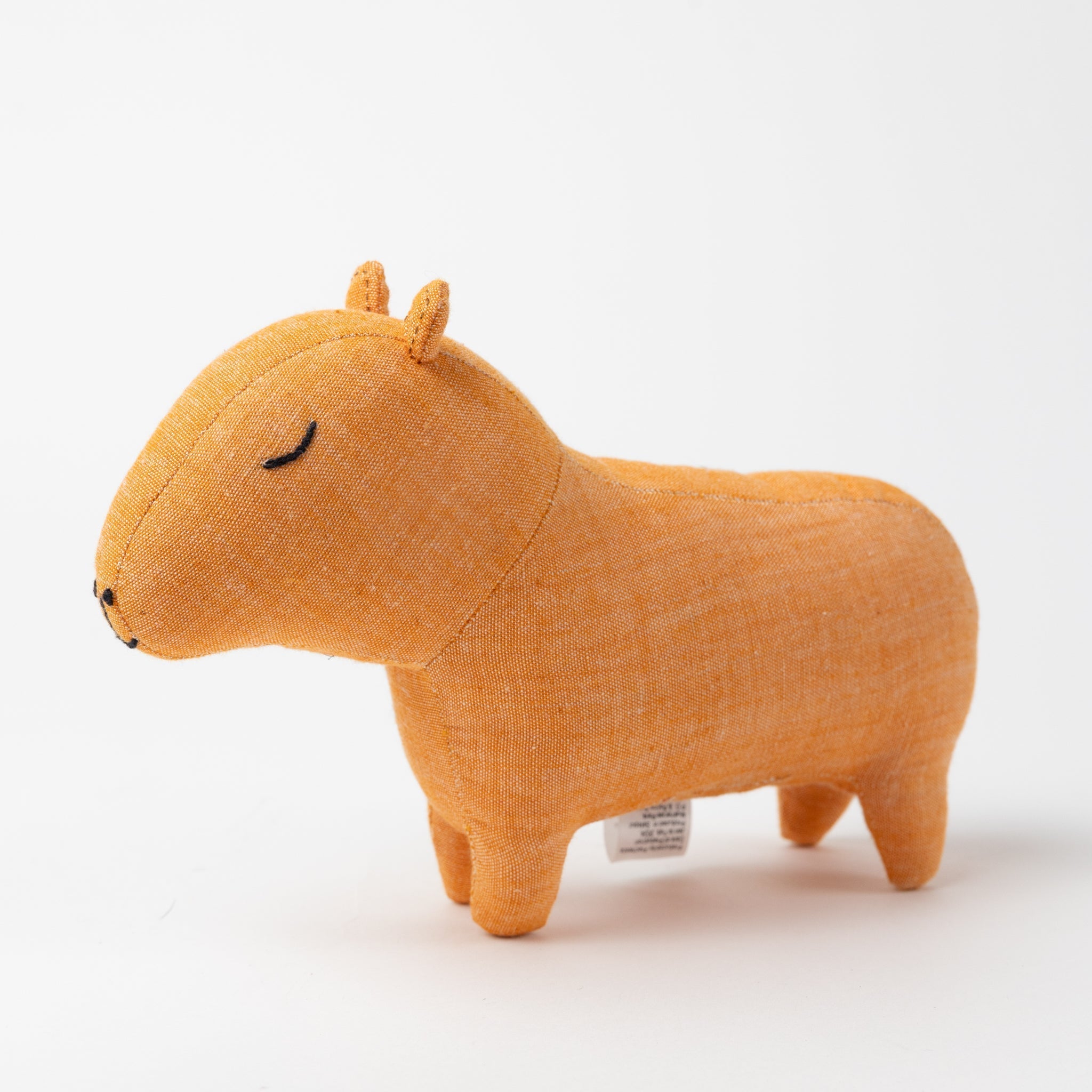 Capybara stuffed cotton/kapok 8Lx5H orange/black