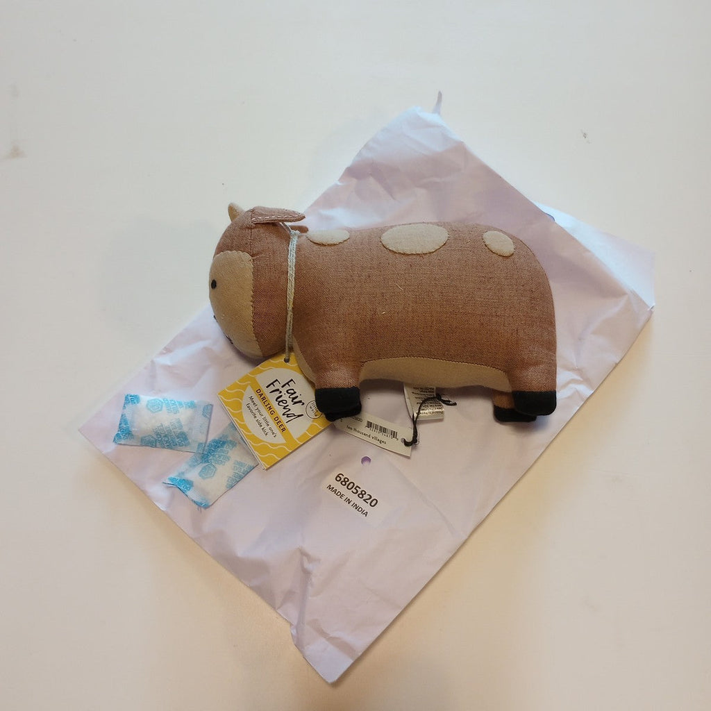 Deer stuffed cotton/kapok 7Lx4.5H brown/tan
