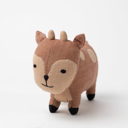 Deer stuffed cotton/kapok 7Lx4.5H brown/tan
