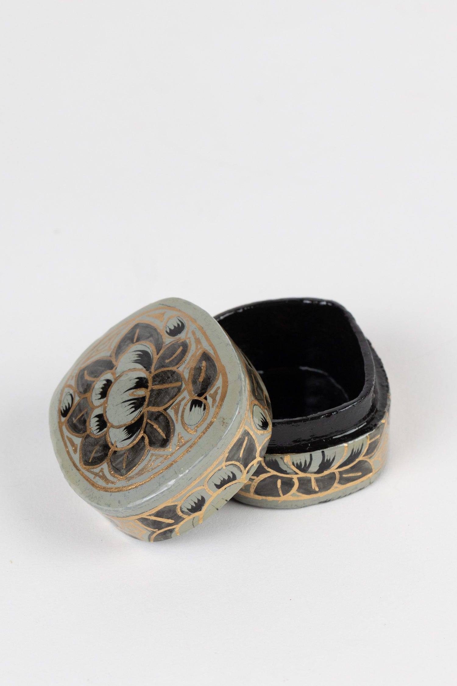 Box mini lotus paper mache 2L gray/black