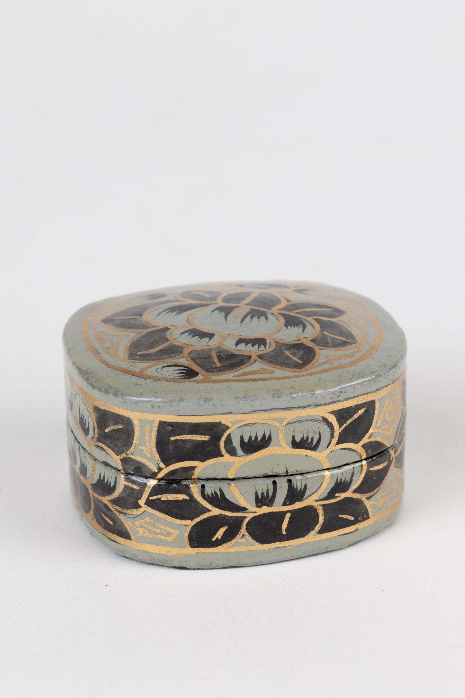 Box mini lotus paper mache 2L gray/black