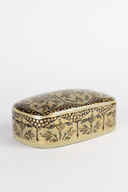 Box leaves painted ppr mache 7x4x2.5 gold/black