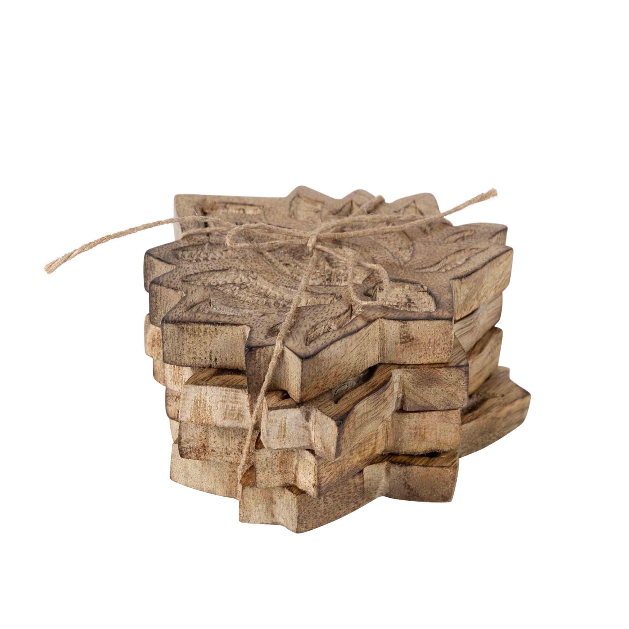 Coasters S/4 lotus blossom wood 4D natural