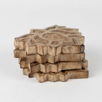 Coasters S/4 lotus blossom wood 4D natural