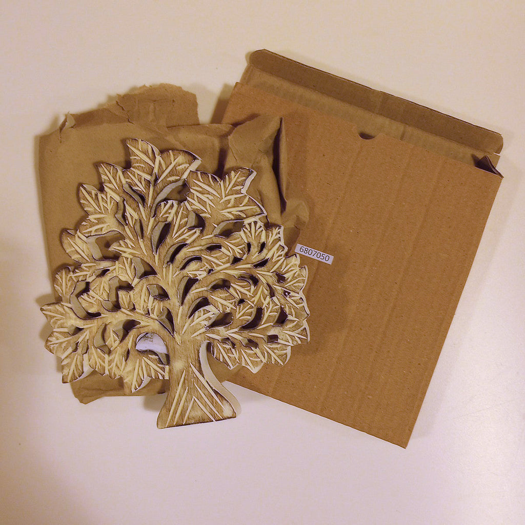 Trivet tree whitewashed wood 8Dx.5H nat/wht