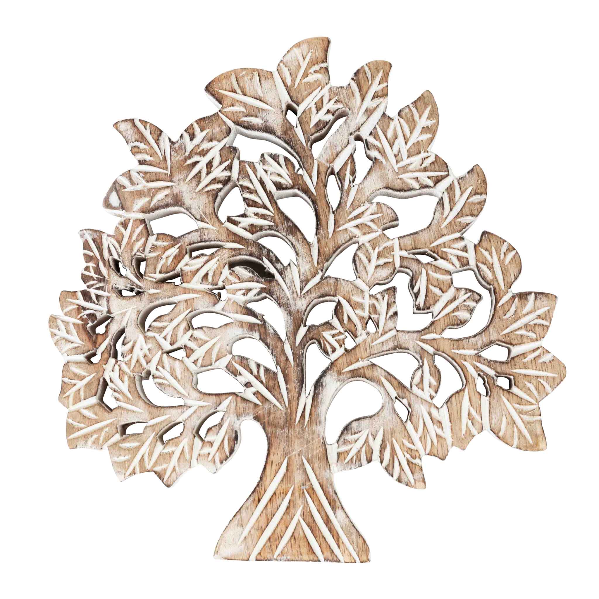 Trivet tree whitewashed wood 8Dx.5H nat/wht