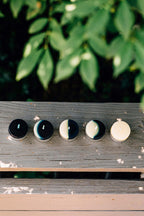 Candles tealight 5 moon phases 9.5Lx2W nat/navy