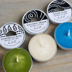 Candles in tins s/3 w/box 2D|6.5L multi/silv/blk