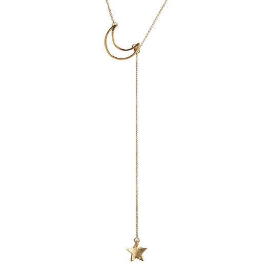 Necklace moon/star/fn chain 16L gold