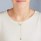 Necklace moon/star/fn chain 16L gold