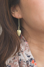Earrings dangling leaf mtl 2L glod color