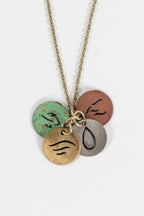 Necklace  4 small etched disc charms 18L multi